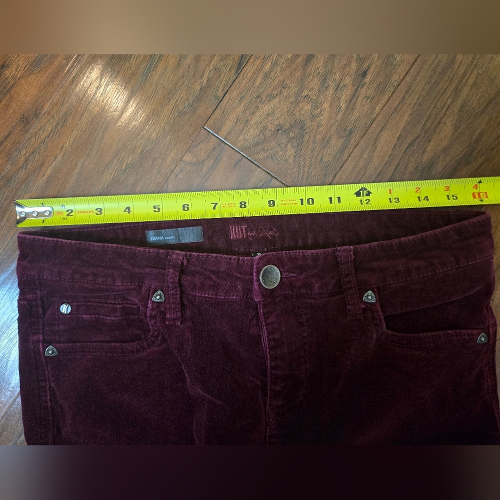 Kut From The Kloth Violet Purple Velvet Diana Skinny Pants Size 8 - Picture 7 of 9